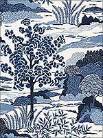 Daintree Blue on White Wallpaper T85044 by Thibaut Wallpaper for sale at Wallpapers To Go