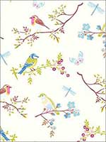 Marit Cream Bird Wallpaper 375080 by Eijffinger Wallpaper for sale at Wallpapers To Go