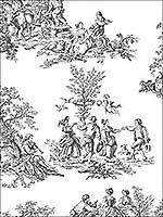 Romantic Toile Black White Wallpaper CH22508 by Patton Norwall Wallpaper for sale at Wallpapers To Go