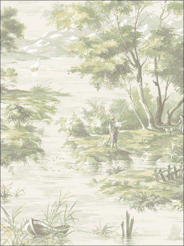 wallpaper sample for Patton Norwall MH36515 La Campagne Green Wallpaper