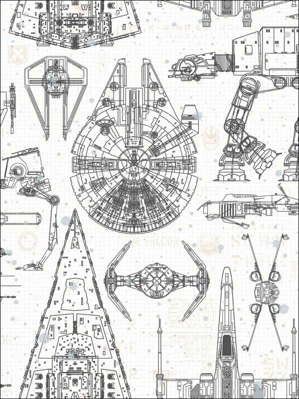 Star Wars Blueprint Peel And Stick Wallpaper RMK11036WP by York Wallpaper for sale at Wallpapers To Go