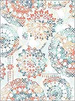 Bohemian Orange Blue Peel And Stick Wallpaper RMK9126WP by York Wallpaper for sale at Wallpapers To Go