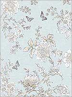 Butterfly Toile Blue Beige French Blue Light Blue Wallpaper FH37537 by Patton Norwall Wallpaper for sale at Wallpapers To Go