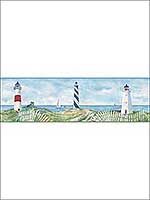 Eugene Blue Lighthouse Border 312046071B by Chesapeake Wallpaper for sale at Wallpapers To Go