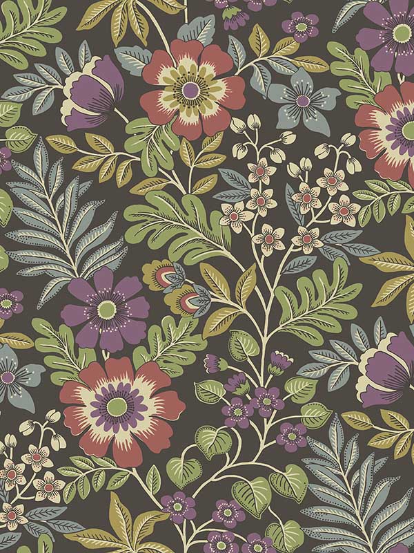 wallpaper sample for A Street Prints 297087534 Voysey Brown Floral Wallpaper