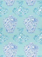Imari Vase Turquoise Fabric F913126 by Thibaut Fabrics for sale at Wallpapers To Go