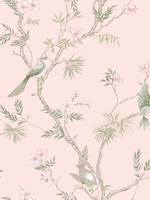 Classic Bird Trail Pink Green Wallpaper WTG-250392 by Galerie Wallpaper for sale at Wallpapers To Go