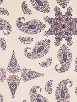 East India Raspberry and Blue on Natural Fabric WTG-260423 by Thibaut Fabrics for sale at Wallpapers To Go