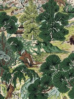 Pagoda Trees Brown and Green Fabric WTG-263722 by Thibaut Fabrics for sale at Wallpapers To Go