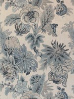 Floral Gala Slate Blue and Flax Fabric WTG-265575 by Thibaut Fabrics for sale at Wallpapers To Go