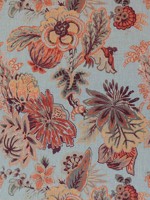 Floral Gala Blue and Cinnamon Fabric WTG-265576 by Thibaut Fabrics for sale at Wallpapers To Go