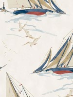 Round The Island Red Blue Wallpaper WTG-267024 by Mulberry Home Wallpaper for sale at Wallpapers To Go