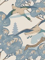 Grand Flying Ducks Blue Wallpaper WTG-267059 by Mulberry Home Wallpaper for sale at Wallpapers To Go