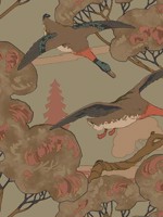 Grand Flying Ducks Sage Wallpaper WTG-267062 by Mulberry Home Wallpaper for sale at Wallpapers To Go