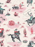 Cowgirls Pink Wallpaper WTG-268524 by Graham and Brown Wallpaper for sale at Wallpapers To Go