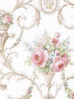 In register Ornamental Floral Pink Blue Wallpaper WTG-269938 by Patton Norwall Wallpaper for sale at Wallpapers To Go