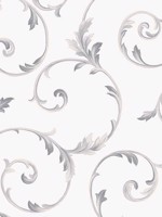 In register Scroll Stone Grey Metallic Silver Wallpaper WTG-269944 by Patton Norwall Wallpaper for sale at Wallpapers To Go