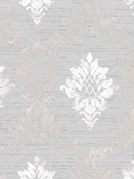 In register Silk Damask Silver Grey Wallpaper WTG-269946 by Patton Norwall Wallpaper for sale at Wallpapers To Go