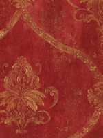 Regal Damask Red Tan Ochre Terra Cotta Wallpaper WTG-269959 by Patton Norwall Wallpaper for sale at Wallpapers To Go
