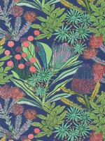 Protea Print Navy Fabric WTG-271938 by Thibaut Fabrics for sale at Wallpapers To Go