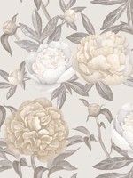 Peony Bloom Beige Wallpaper WTG-272287 by Veer Decor Wallpaper for sale at Wallpapers To Go
