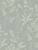 Wildflower Silhouettes Pale Green Sage Wallpaper WTG-272482 by Veer Decor Wallpaper for sale at Wallpapers To Go