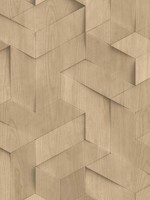 Geo Wood Block Illusion Beige Wallpaper WTG-272574 by Veer Decor Wallpaper for sale at Wallpapers To Go
